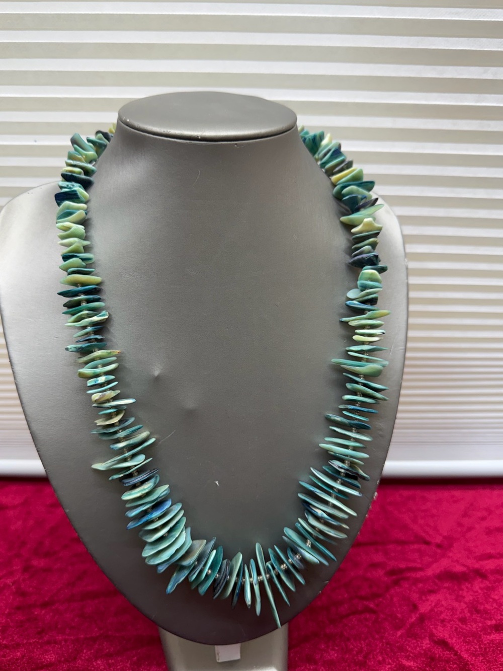 Vintage Turquoise-colored Shell and Nugget Beaded Necklace